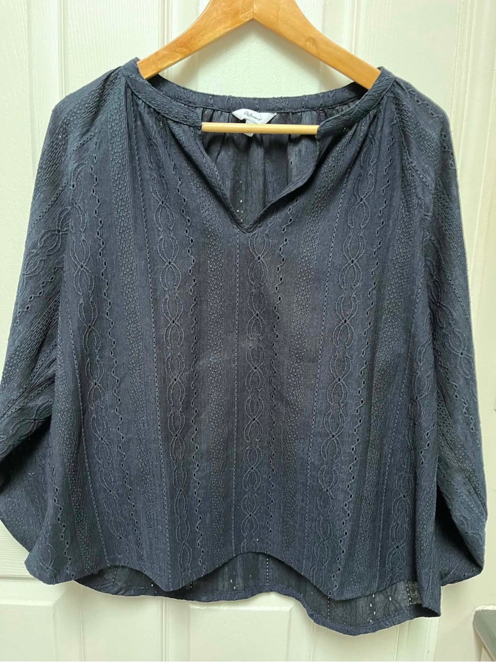 Reitmans Navy Eyelet Peasant Tunic